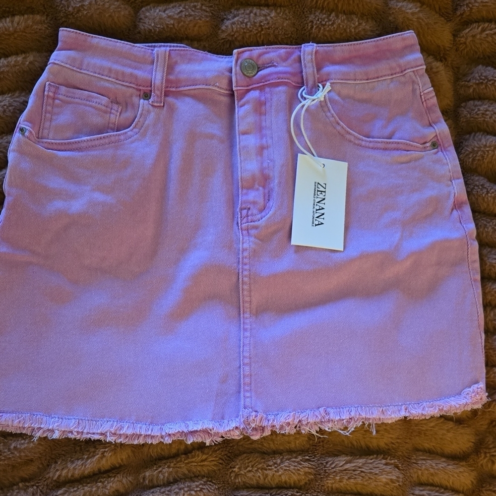 Zenana Outfitters Pink Denim Skirt